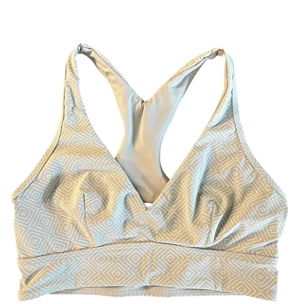 Running Bare Cream & White Sports Bra with Racerback Design Size 6-8